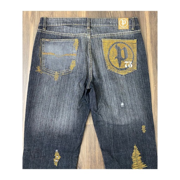 VTG Y2K NEW Women Pepe Jeans London stitched graphic denim flare pants, 32 - Picture 4 of 5